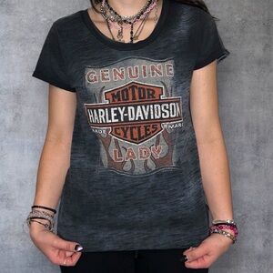 Harley-Davidson Black and Orange Logo Tee